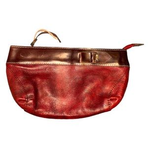 Vintage (?) Red Leather Velez Clutch Pouch Makeup Bag “Velez For Leather Lovers”